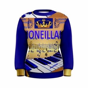 Noneillah Blue and Gold Music Note Sweatshirt